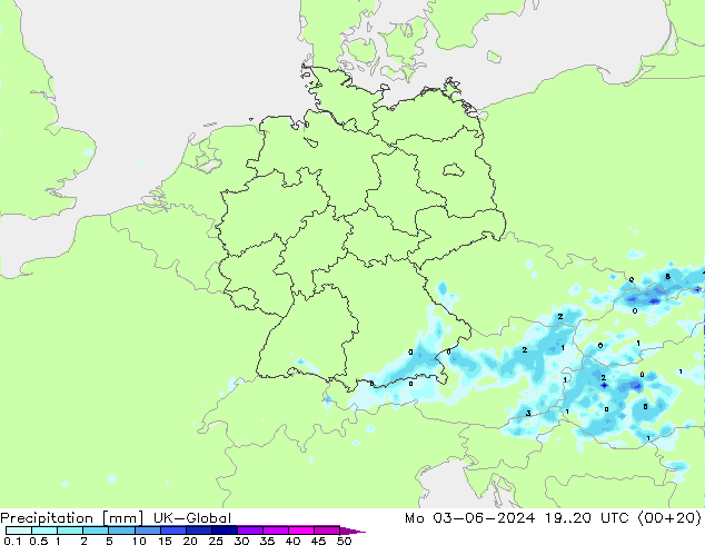 Precipitation UK-Global Mo 03.06.2024 20 UTC