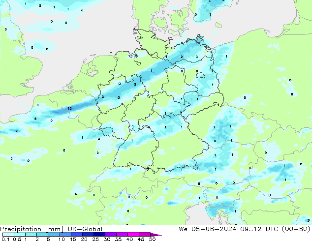 Yağış UK-Global Çar 05.06.2024 12 UTC