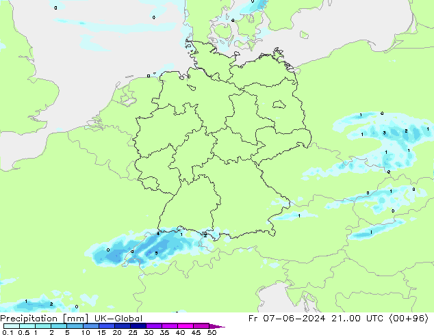 Précipitation UK-Global ven 07.06.2024 00 UTC