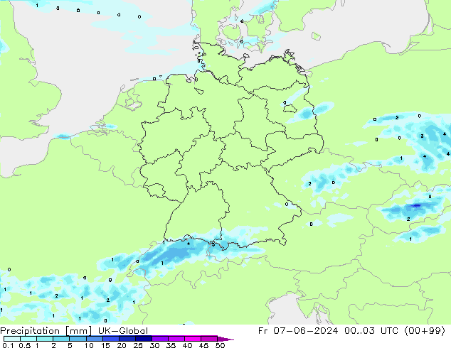 Srážky UK-Global Pá 07.06.2024 03 UTC