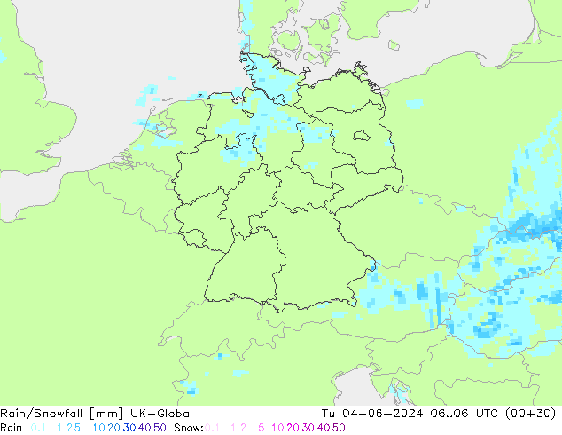 Rain/Snowfall UK-Global Sa 04.06.2024 06 UTC