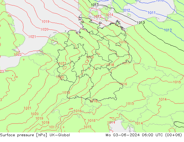 Surface pressure UK-Global Mo 03.06.2024 06 UTC