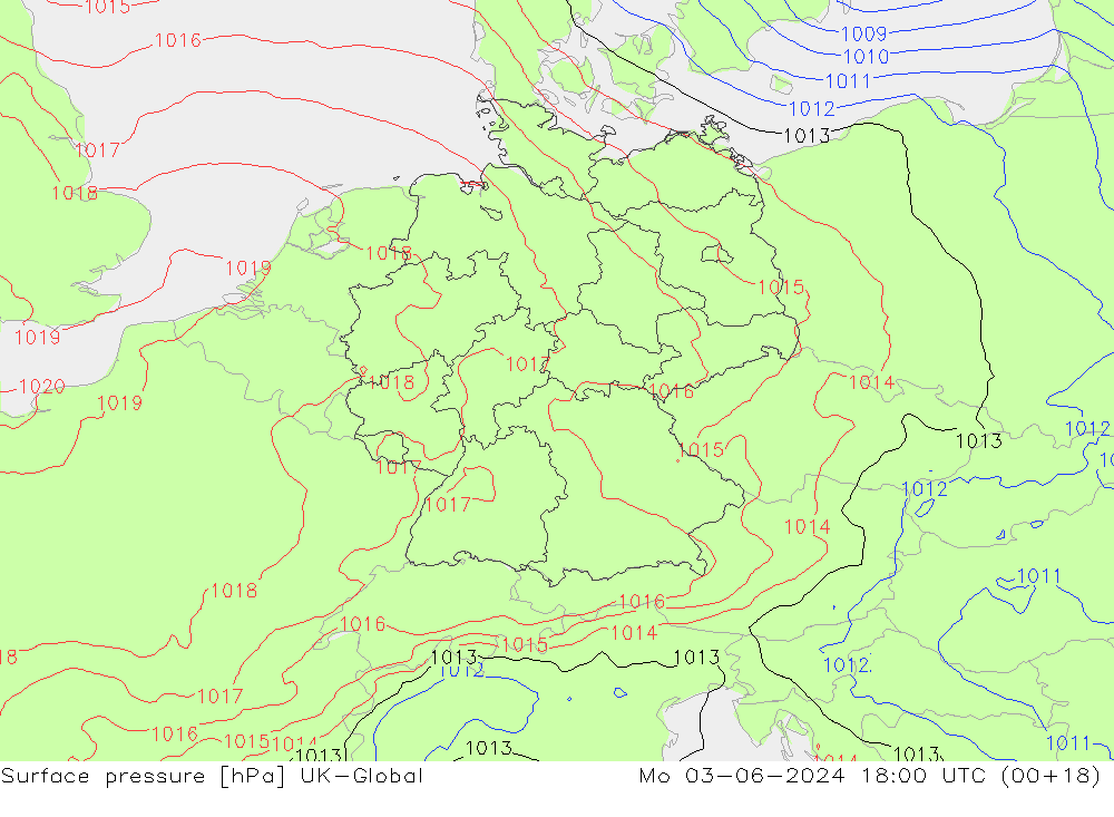 Pressione al suolo UK-Global lun 03.06.2024 18 UTC