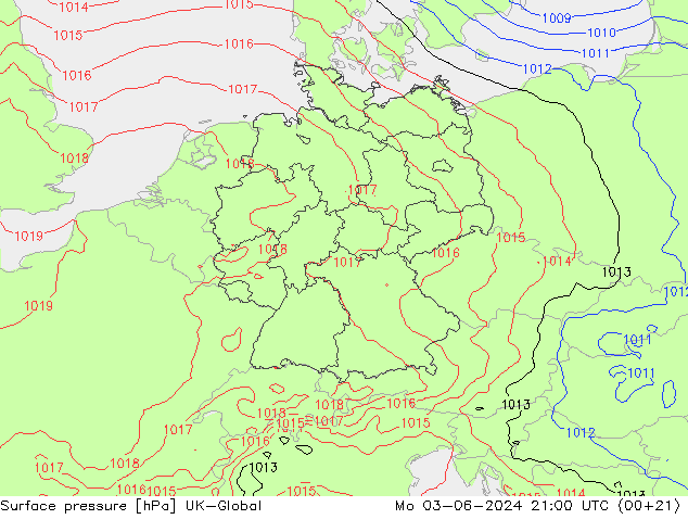 Luchtdruk (Grond) UK-Global ma 03.06.2024 21 UTC