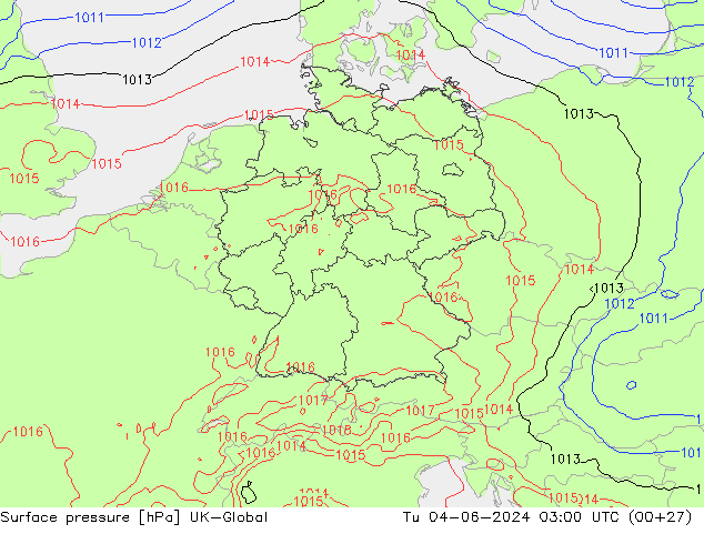 Luchtdruk (Grond) UK-Global di 04.06.2024 03 UTC
