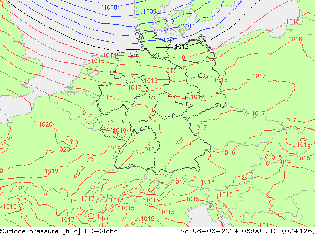 Surface pressure UK-Global Sa 08.06.2024 06 UTC