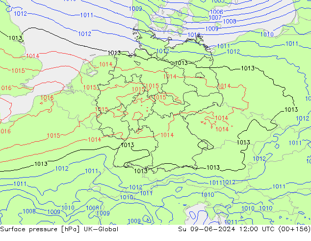 Atmosférický tlak UK-Global Ne 09.06.2024 12 UTC