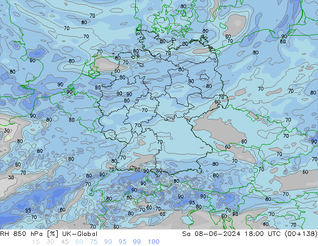 RH 850 hPa UK-Global so. 08.06.2024 18 UTC