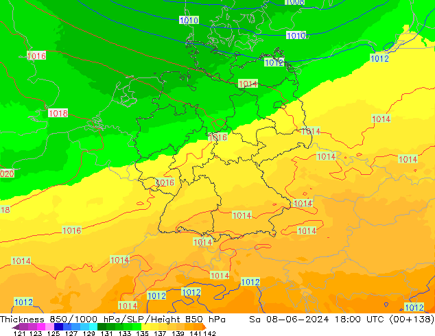 Thck 850-1000 hPa UK-Global Sa 08.06.2024 18 UTC