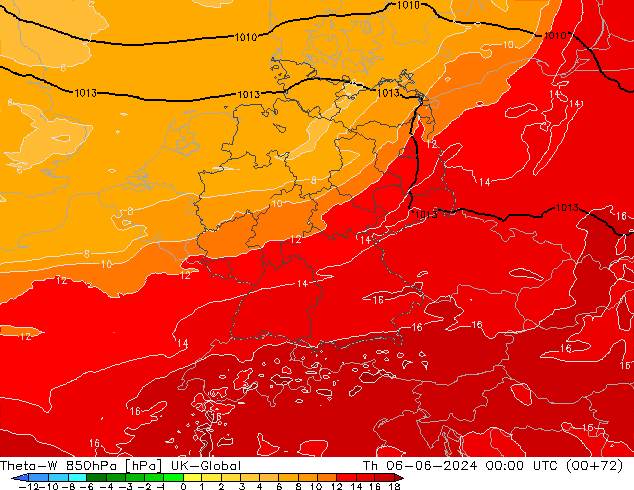 Theta-W 850hPa UK-Global Per 06.06.2024 00 UTC