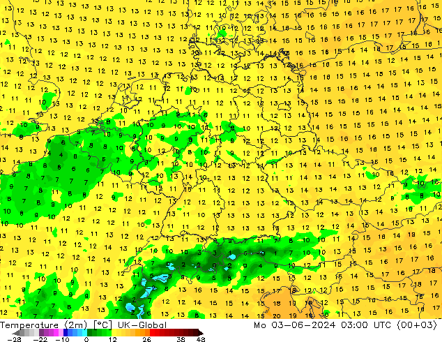 température (2m) UK-Global lun 03.06.2024 03 UTC
