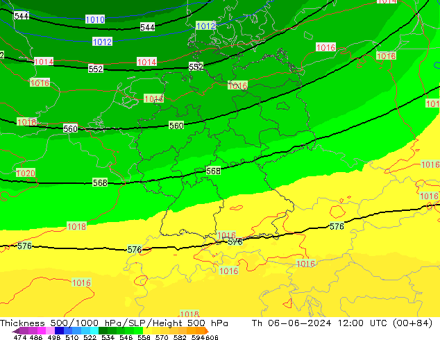 Schichtdicke 500-1000 hPa UK-Global Do 06.06.2024 12 UTC