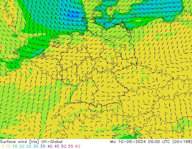 Surface wind UK-Global Po 10.06.2024 00 UTC