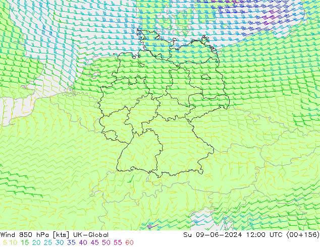 Vent 850 hPa UK-Global dim 09.06.2024 12 UTC