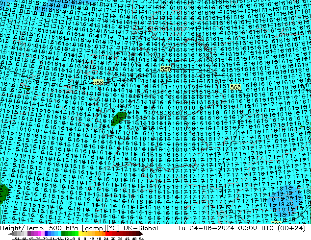 Hoogte/Temp. 500 hPa UK-Global di 04.06.2024 00 UTC