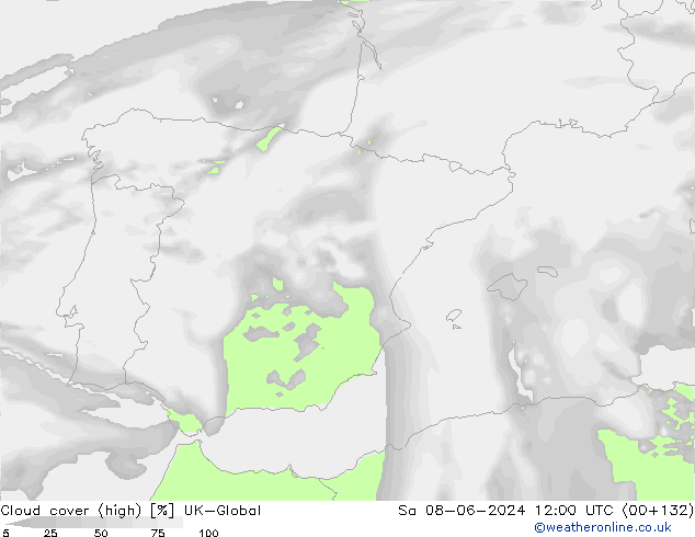 Cloud cover (high) UK-Global Sa 08.06.2024 12 UTC