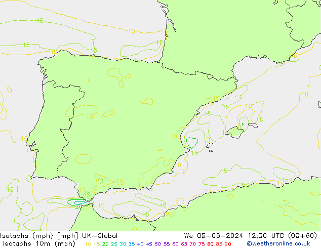 Isotachs (mph) UK-Global  05.06.2024 12 UTC