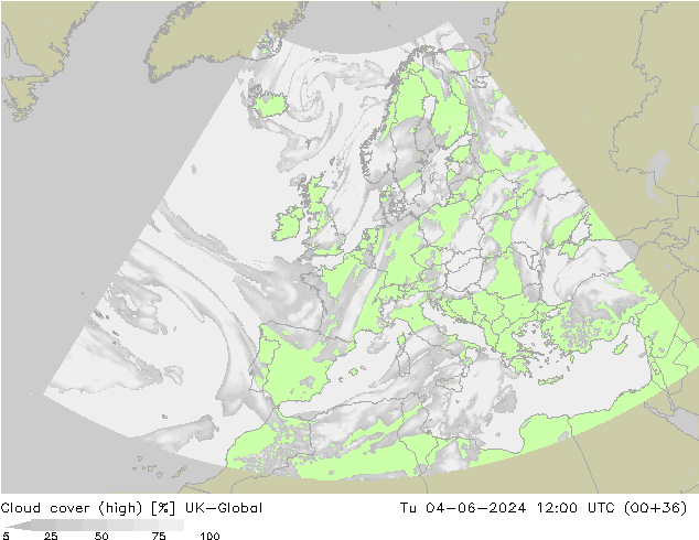 Cloud cover (high) UK-Global Tu 04.06.2024 12 UTC