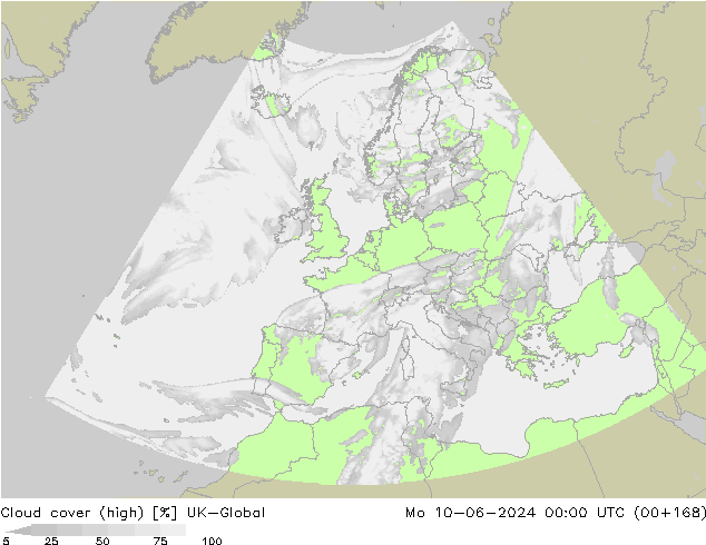 Cloud cover (high) UK-Global Mo 10.06.2024 00 UTC