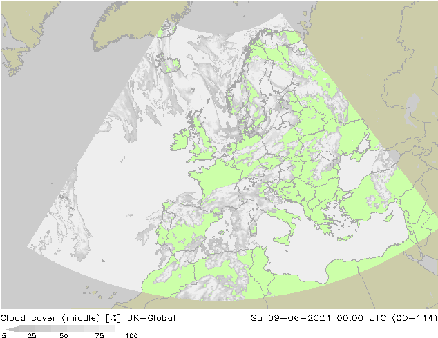 Bewolking (Middelb.) UK-Global zo 09.06.2024 00 UTC