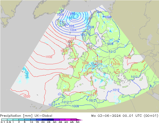 Precipitazione UK-Global lun 03.06.2024 01 UTC