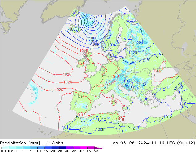 Precipitation UK-Global Mo 03.06.2024 12 UTC