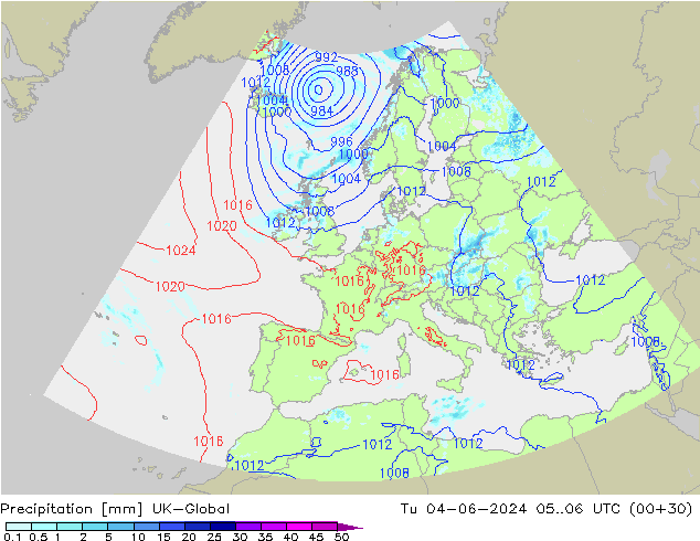 Precipitazione UK-Global mar 04.06.2024 06 UTC