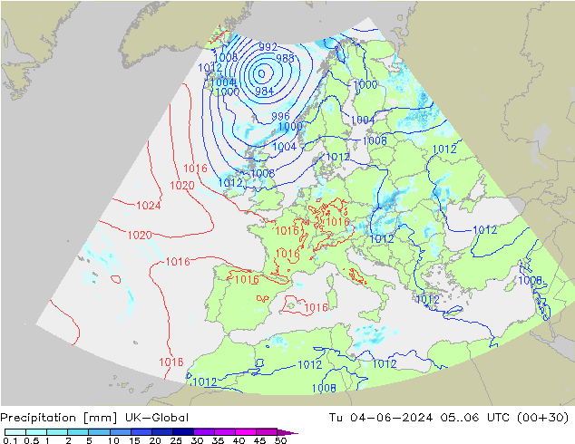 Precipitation UK-Global Tu 04.06.2024 06 UTC