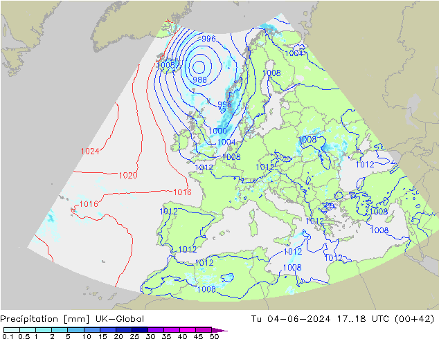 Srážky UK-Global Út 04.06.2024 18 UTC