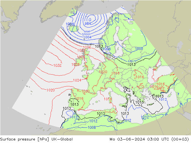 Presión superficial UK-Global lun 03.06.2024 03 UTC
