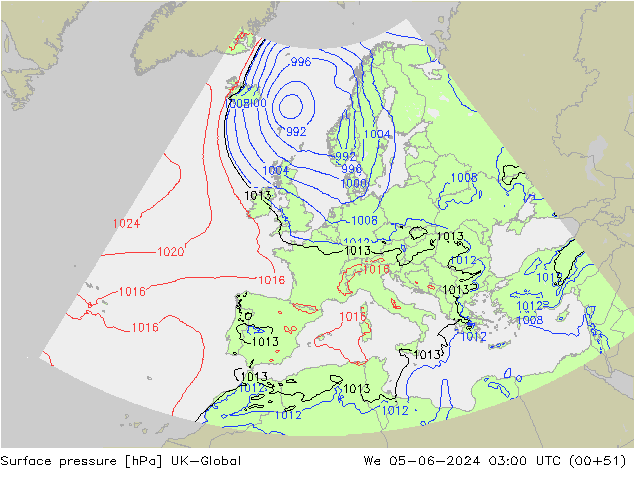 pression de l'air UK-Global mer 05.06.2024 03 UTC