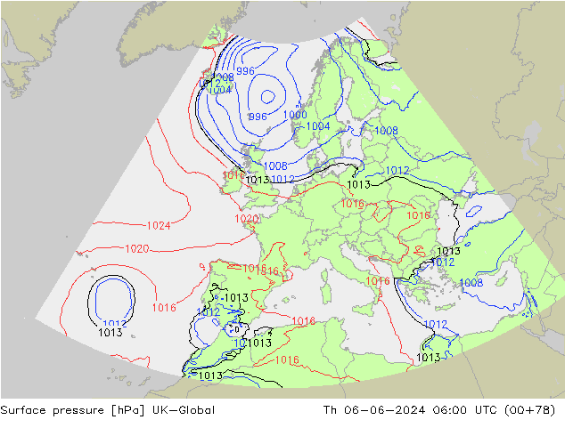 Luchtdruk (Grond) UK-Global do 06.06.2024 06 UTC