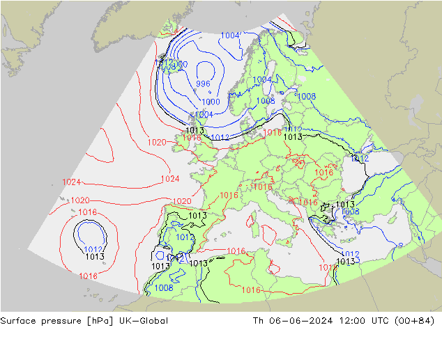 pression de l'air UK-Global jeu 06.06.2024 12 UTC