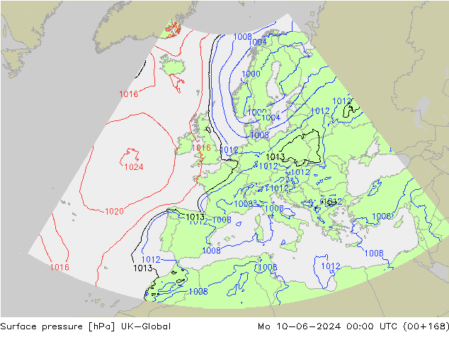 地面气压 UK-Global 星期一 10.06.2024 00 UTC