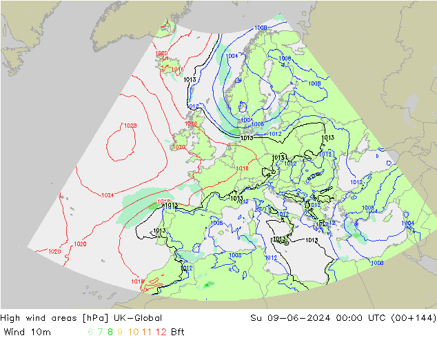 High wind areas UK-Global Su 09.06.2024 00 UTC