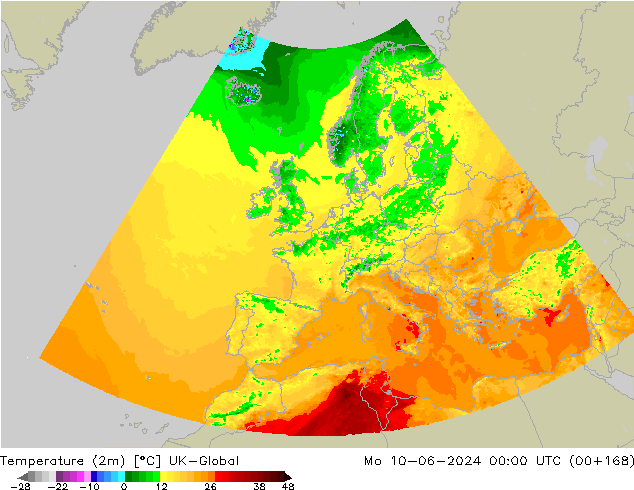 température (2m) UK-Global lun 10.06.2024 00 UTC