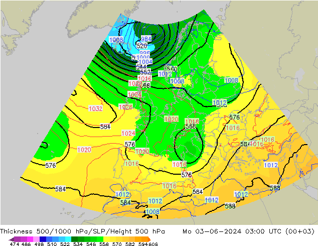 Schichtdicke 500-1000 hPa UK-Global Mo 03.06.2024 03 UTC