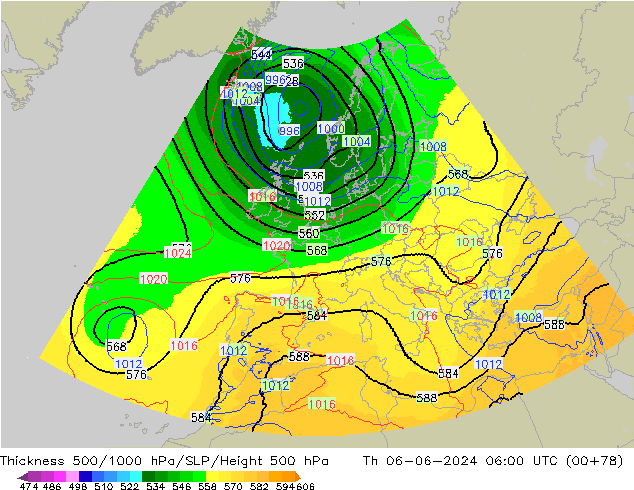 Thck 500-1000hPa UK-Global Th 06.06.2024 06 UTC