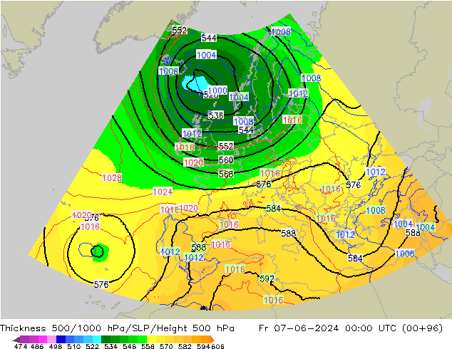 Thck 500-1000hPa UK-Global Pá 07.06.2024 00 UTC