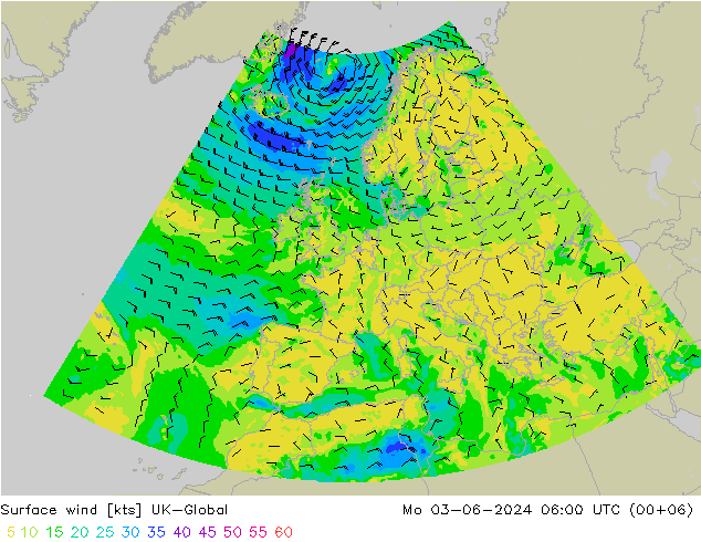风 10 米 UK-Global 星期一 03.06.2024 06 UTC