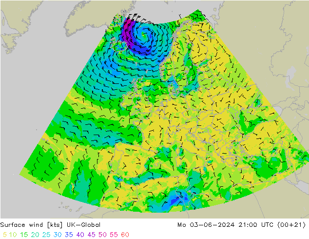 wiatr 10 m UK-Global pon. 03.06.2024 21 UTC