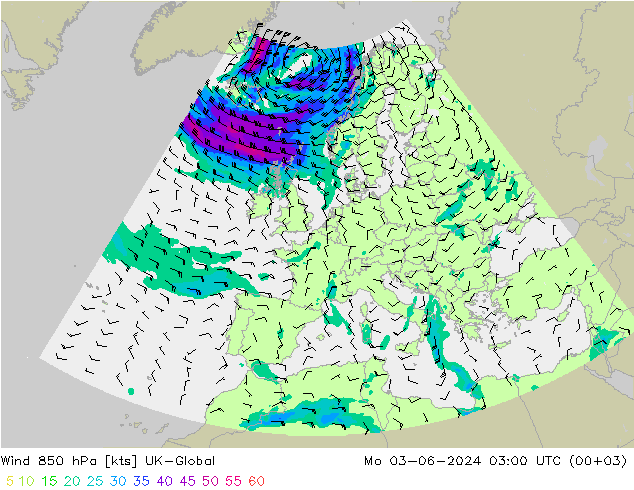 Wind 850 hPa UK-Global Po 03.06.2024 03 UTC