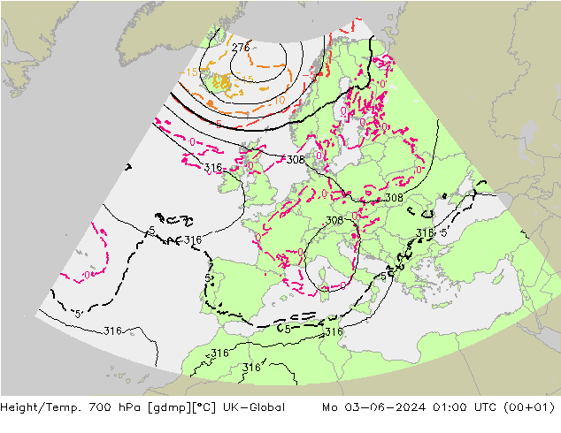 Height/Temp. 700 hPa UK-Global Mo 03.06.2024 01 UTC