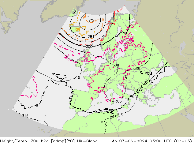 Height/Temp. 700 hPa UK-Global Mo 03.06.2024 03 UTC