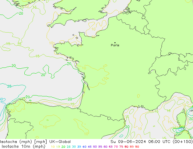 Isotachs (mph) UK-Global Ne 09.06.2024 06 UTC