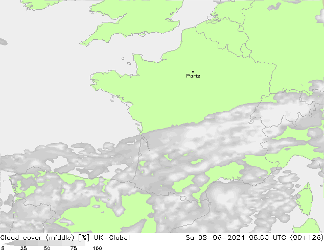 Bewolking (Middelb.) UK-Global za 08.06.2024 06 UTC