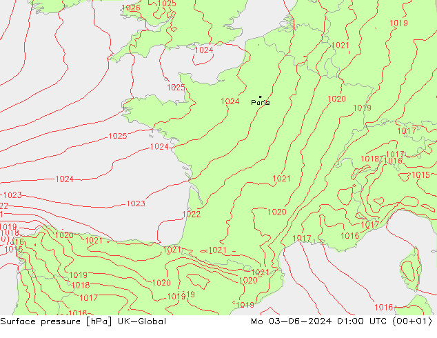 pression de l'air UK-Global lun 03.06.2024 01 UTC