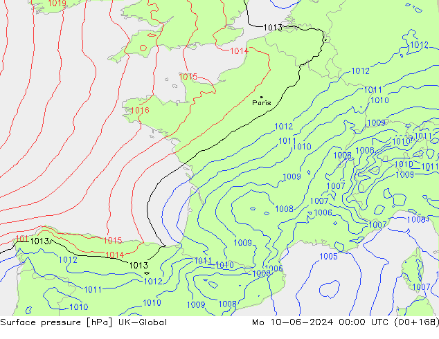 Atmosférický tlak UK-Global Po 10.06.2024 00 UTC