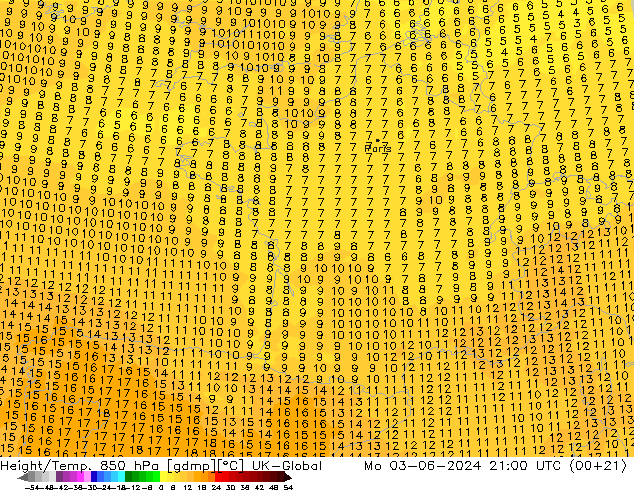 Géop./Temp. 850 hPa UK-Global lun 03.06.2024 21 UTC