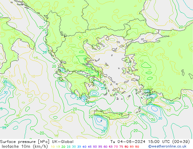 Isotachs (kph) UK-Global mar 04.06.2024 15 UTC